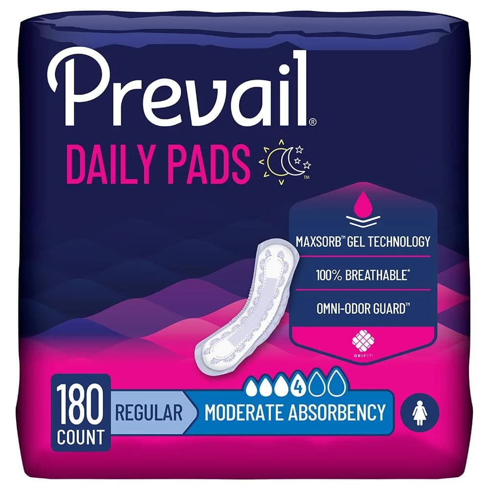 Prevail Plus Long Length Incontinence Pads Ultimate Absorbency 16 inch (40.64 cm) | USA Imported, Duties Included — Moderate 10.5 Inch