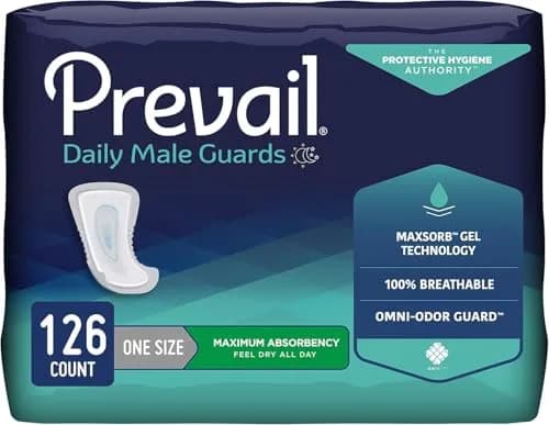 Prevail Daily Male Guards Bladder Control Pad 126 Count | Maximum Absorbency for Discreet Protection thumbnail 1