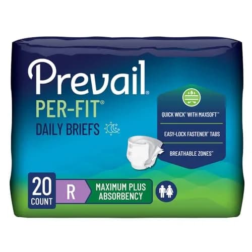 Prevail Per-Fit Daily Briefs, Regular, Unisex, 80 ct | Heavy Absorbency Night & Day thumbnail 1