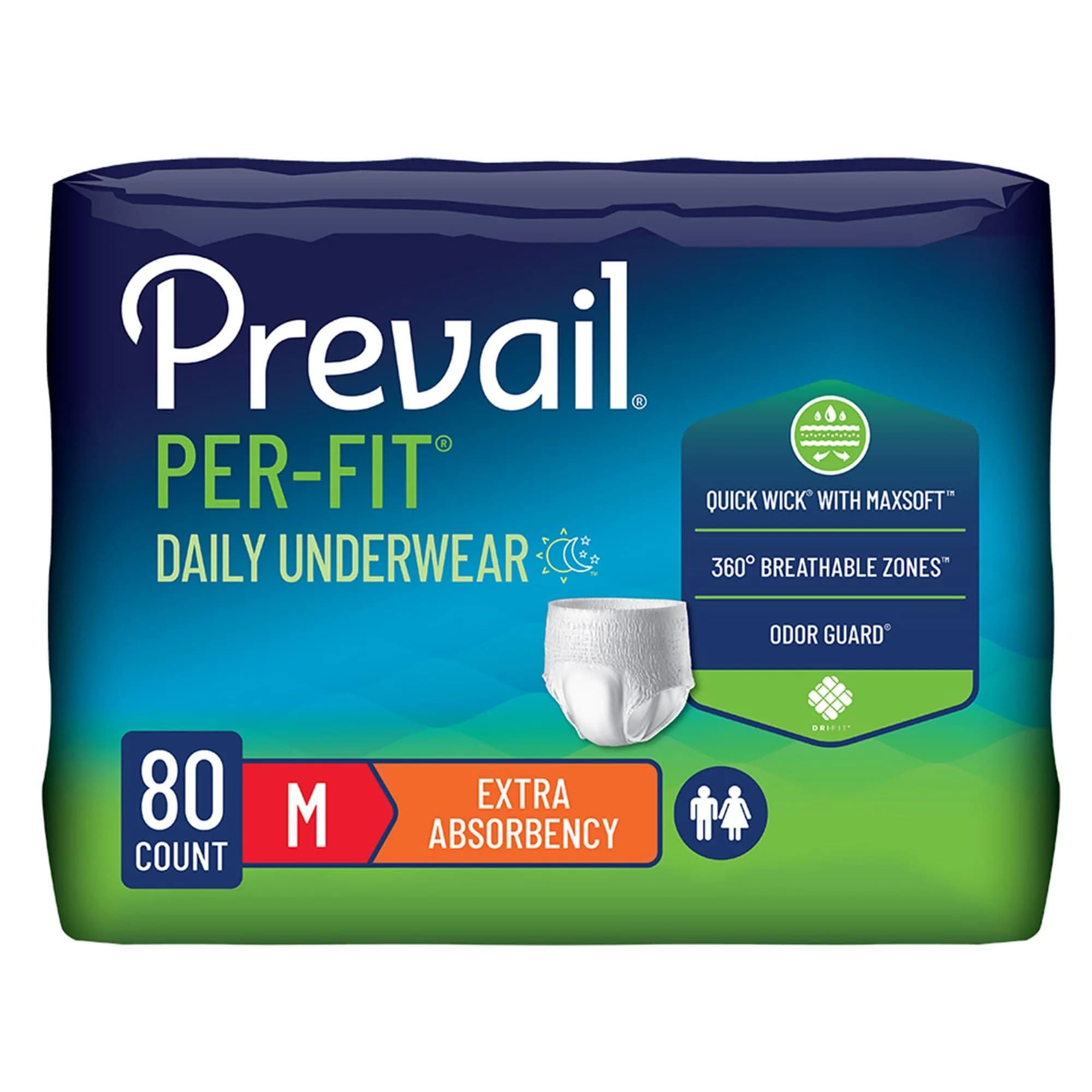 Prevail Per-Fit Daily Underwear, Medium, 80 ct | Optimum Leakage Safety for Severe Incontinence