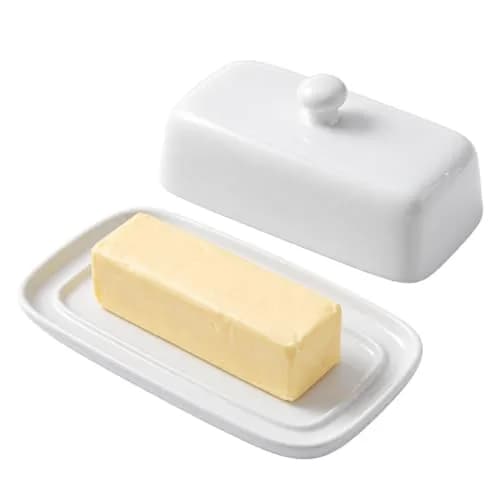 HIC Kitchen Butter Dish with Lid, Fine Porcelain | Elegant Serveware for All Butter Types in India thumbnail 1