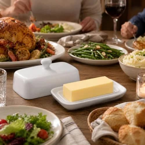 HIC Kitchen Butter Dish with Lid, Fine Porcelain | Elegant Serveware for All Butter Types in India thumbnail 3