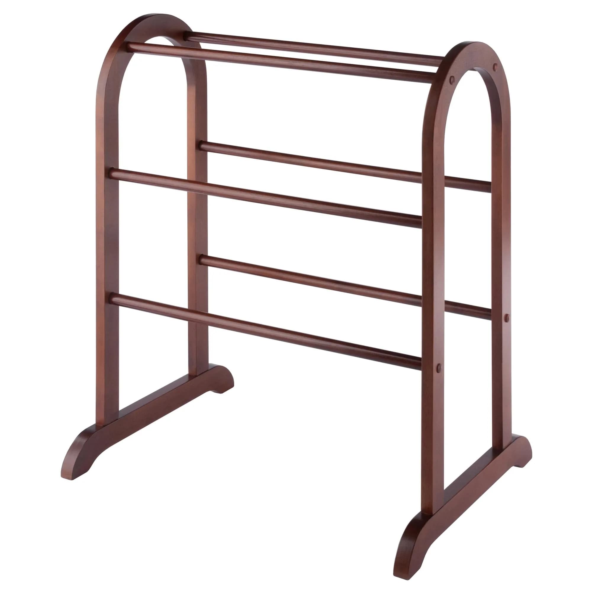Winsome Eleanor Quilt Rack with 6 Rungs, Antique Walnut 76.2 cm (30 in) H | Freestanding Blanket Organizer - main product image