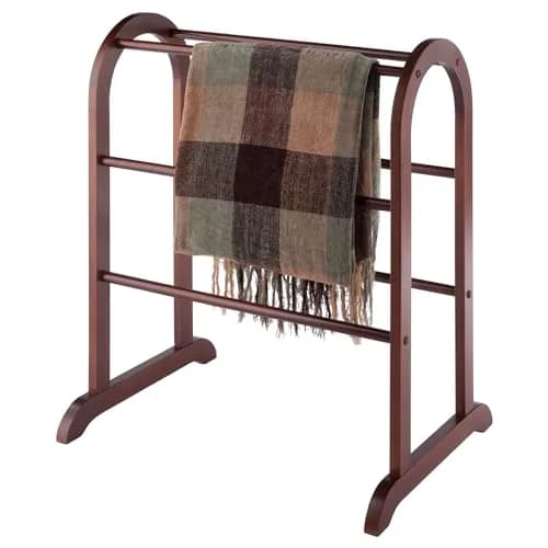 Winsome Eleanor Quilt Rack with 6 Rungs, Antique Walnut 76.2 cm (30 in) H | Freestanding Blanket Organizer thumbnail 3