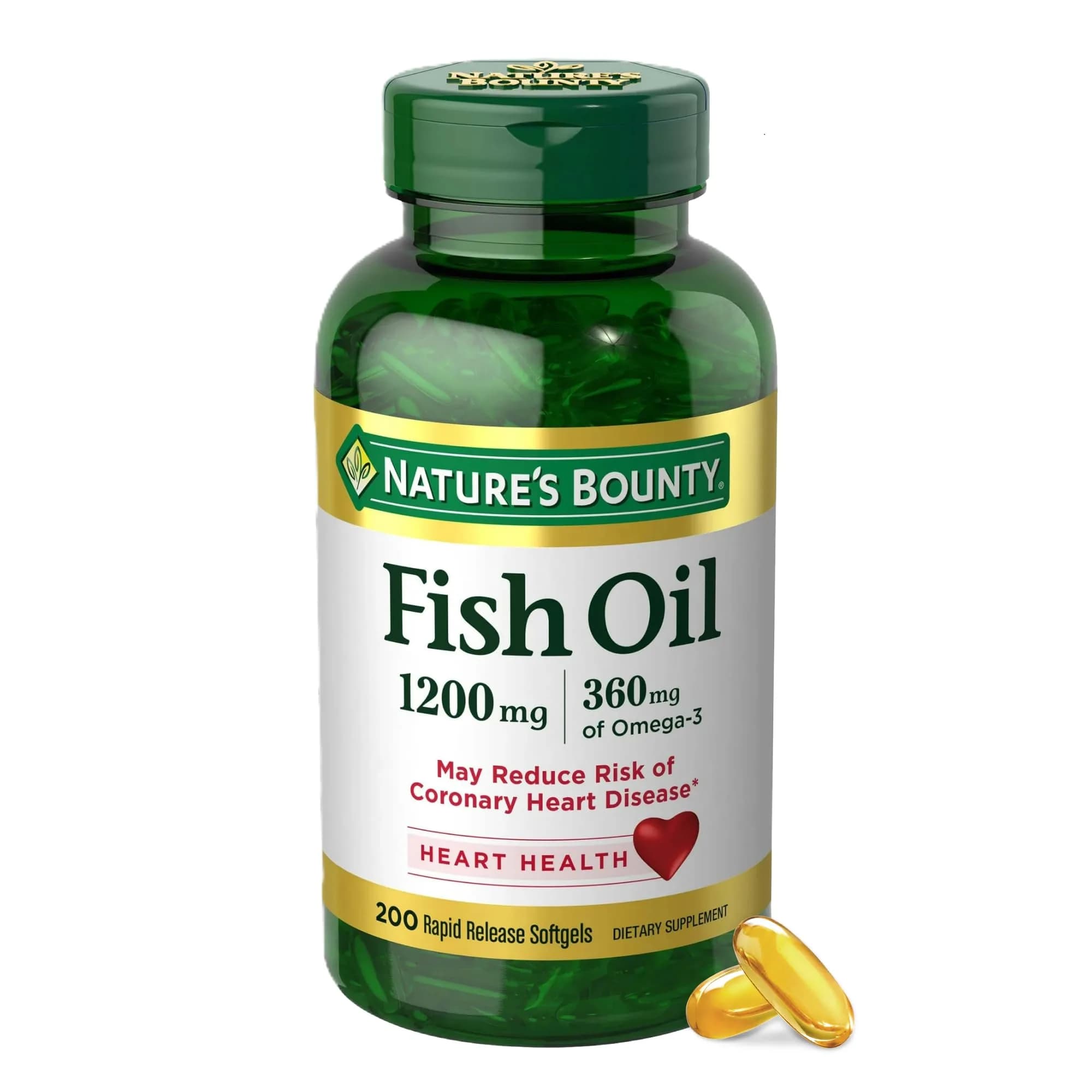 Nature's Bounty Fish Oil Omega 3 Supplements 1200 Mg 200 Softgels | Supports Heart Health - main product image