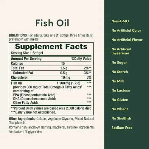 Nature's Bounty Fish Oil Omega 3 Supplements 1200 Mg, 200 Softgels for Heart Health Support thumbnail 5
