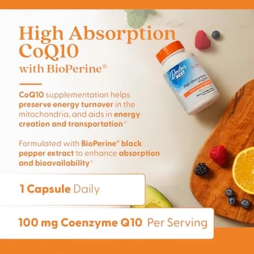 Doctor's Best High Absorption CoQ10 with BioPerine 100 mg 60 Veggie Caps | Cellular Energy & Heart Health Support thumbnail 4