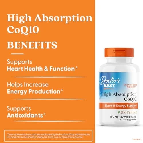 Doctor's Best High Absorption CoQ10 with BioPerine 100 mg 60 Veggie Caps | Cellular Energy & Heart Health Support thumbnail 2
