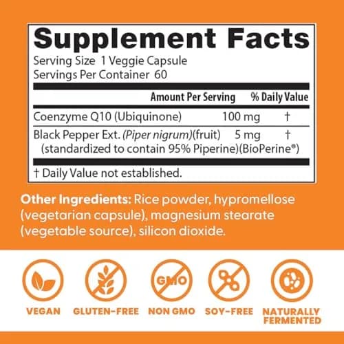 Doctor's Best High Absorption CoQ10 with BioPerine 100 mg 60 Veggie Caps | Cellular Energy & Heart Health Support thumbnail 3