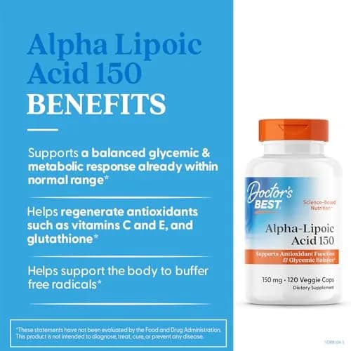 Doctor's Best Alpha Lipoic Acid Supplement 150mg, 120 Veggie Caps | Antioxidant Support for Cellular Function thumbnail 2
