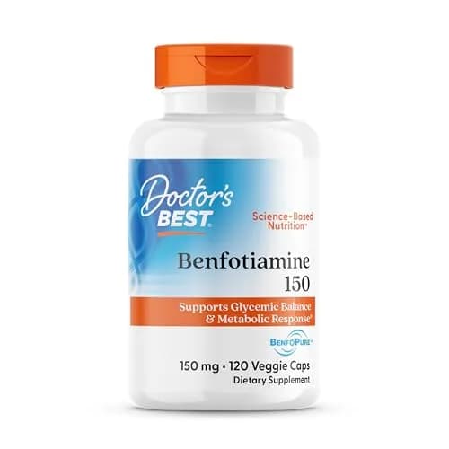 Doctor's Best Benfotiamine 150mg Supplement | Non GMO, Vegan, 120 Veggie Caps thumbnail 1