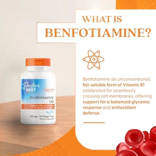 Doctor's Best Benfotiamine 150mg Supplement | Non GMO, Vegan, 120 Veggie Caps thumbnail 6