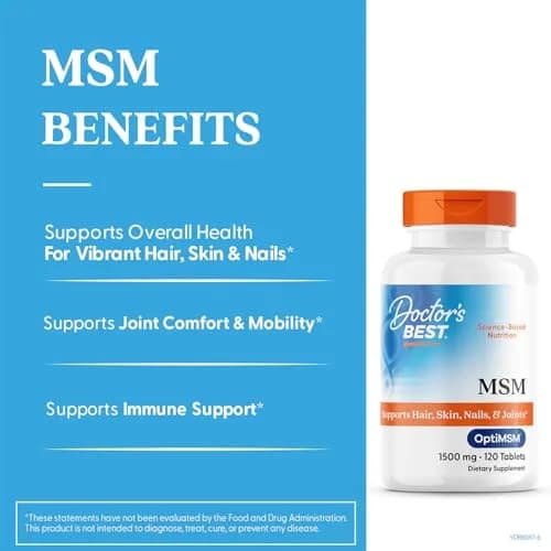 Doctor's Best MSM Tablets 1500mg | Supports Hair, Skin, Nails, Joint Health & Mobility (120 Count) thumbnail 2