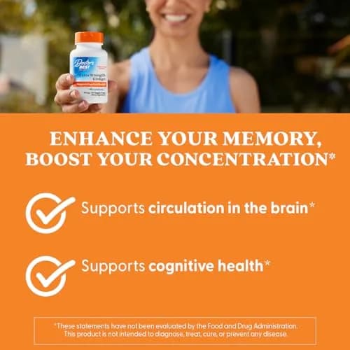 Doctor's BEST Extra Strength Ginkgo Biloba Capsules 120 mg | Brain & Memory Support, Vegan, Gluten-Free thumbnail 3