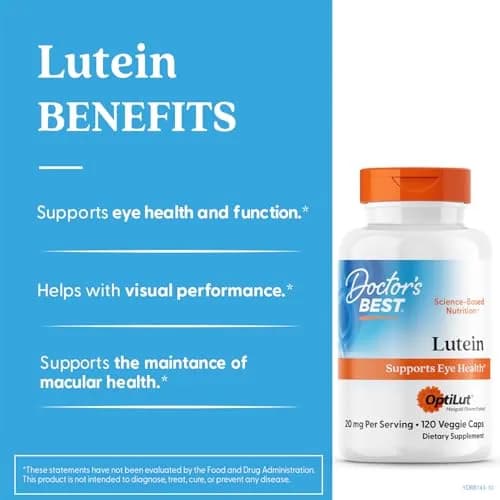 Doctor's Best Lutein Supplement 20mg with Trans Zeaxanthin | 120 Veg Caps thumbnail 2