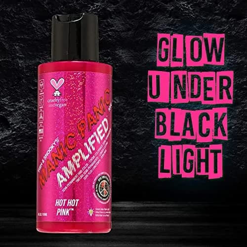 MANIC PANIC Hot Hot Pink Amplified Semi-Permanent Hair Dye 118ml (4 Fl Oz) | Glows Under Blacklight thumbnail 2