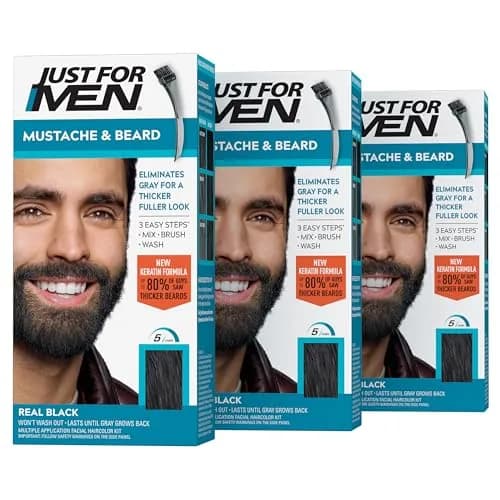 Just For Men Mustache & Beard Real Black M-55 (3-Pack) | Ammonia-Free Facial Hair Color thumbnail 1