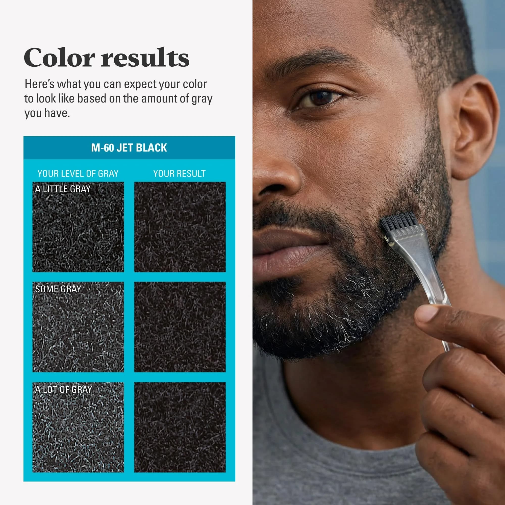 Just For Men Mustache & Beard Coloring Gel Jet Black (M-60) 3 x 0.25 oz | Ammonia-Free Formula for Coarse Facial Hair - view 6