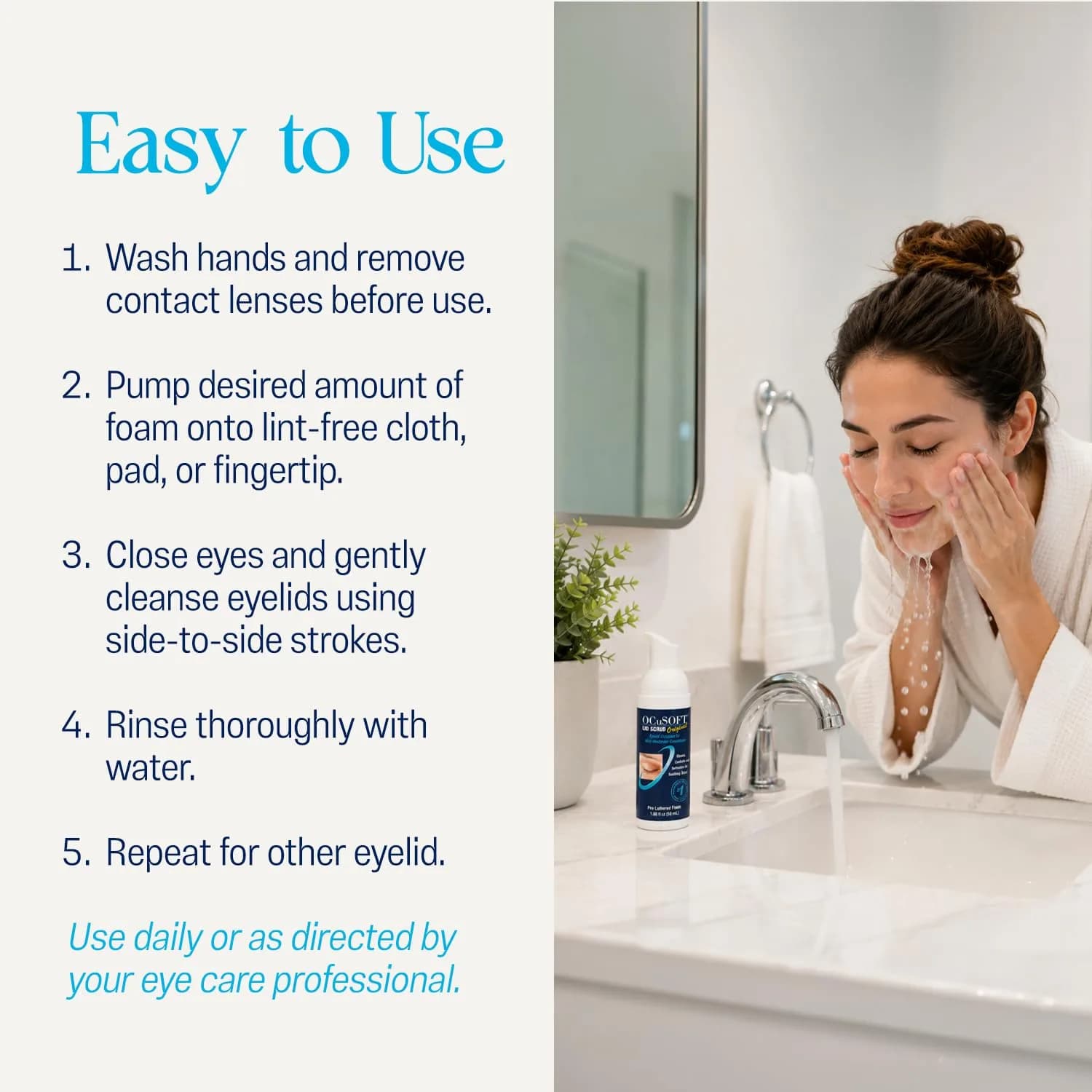 OCuSOFT Original Foaming Eyelid Cleanser 50ml (1.68 Fl Oz) | Gentle Daily Hygiene for Eyes & Lids - view 4