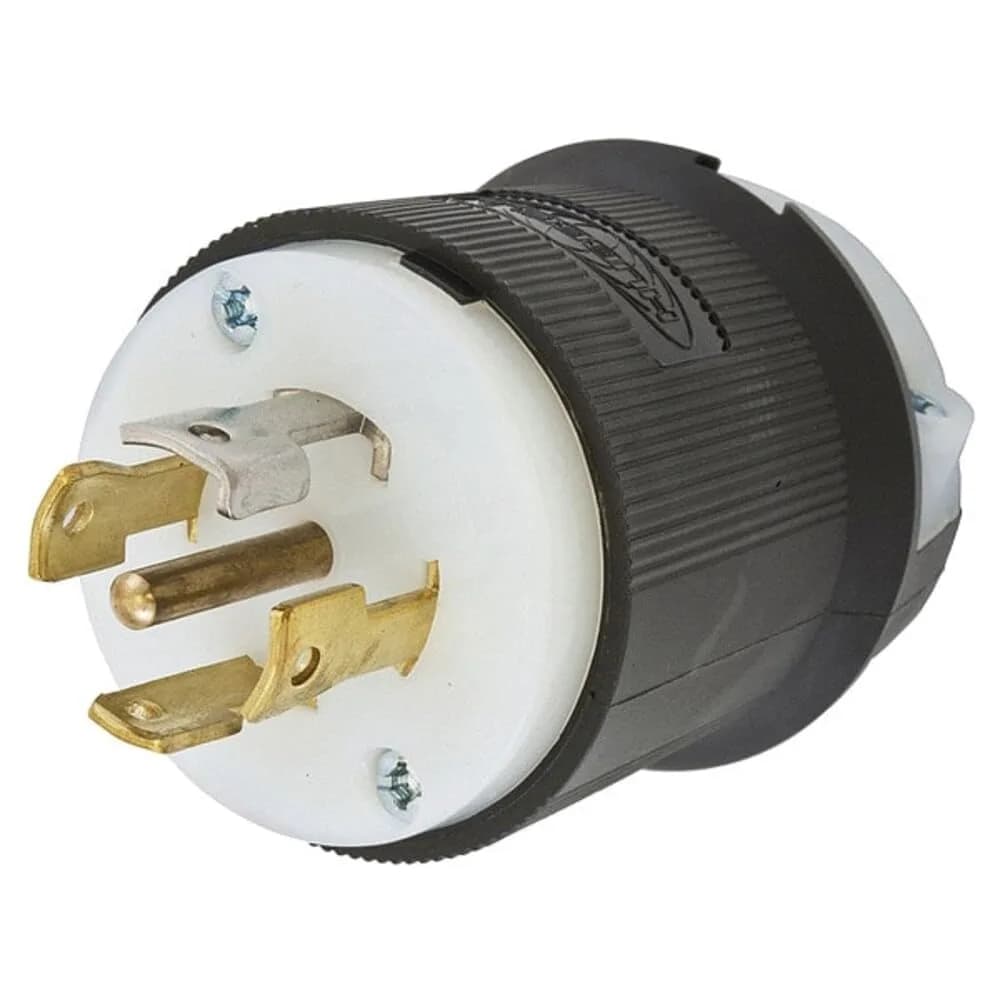 Hubbell L21-30P 30A 120/208V AC 4-Pole 5-Wire Twist-Lock Industrial Male Plug | Black/White Nylon — Black, White
