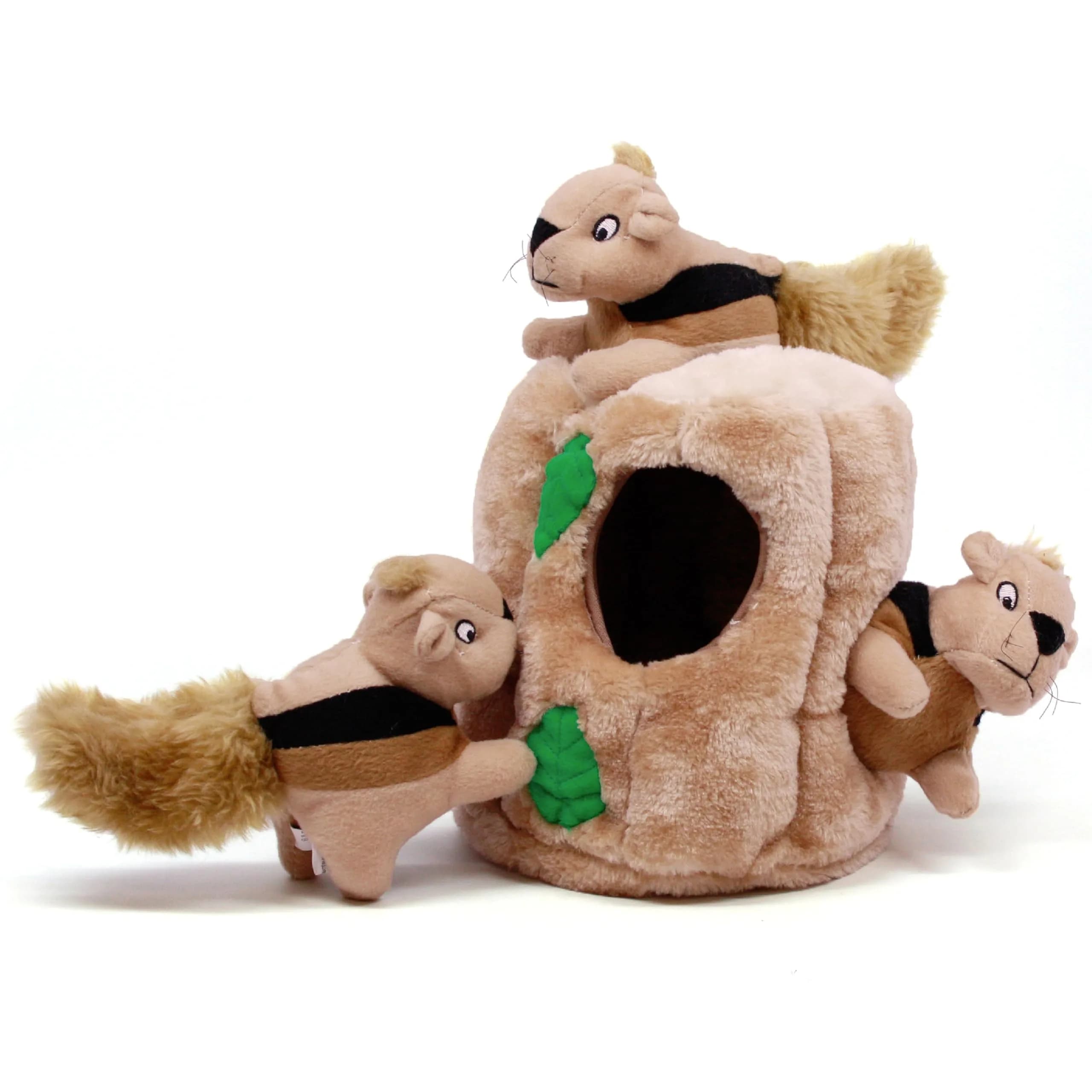 Outward Hound Hide-A-Squirrel Plush Squeaky Dog Toy Large 10.5 x 7.5 inches | Interactive Puzzle for Dogs