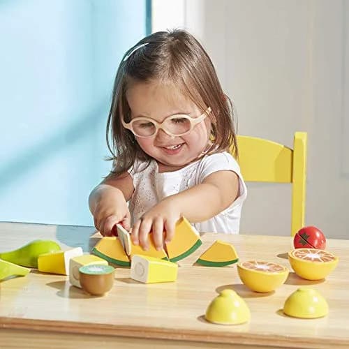 Melissa & Doug Wooden Cutting Fruit Toy Food Set with Knife & Storage Crate | Preschool Learning Toys for Girls & Boys 3+ thumbnail 2