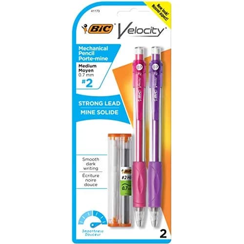 BIC Velocity Mechanical Pencils, 2-Count Pack, Medium Point, 0.7mm | Reliable, Smudge-Free Writing thumbnail 2