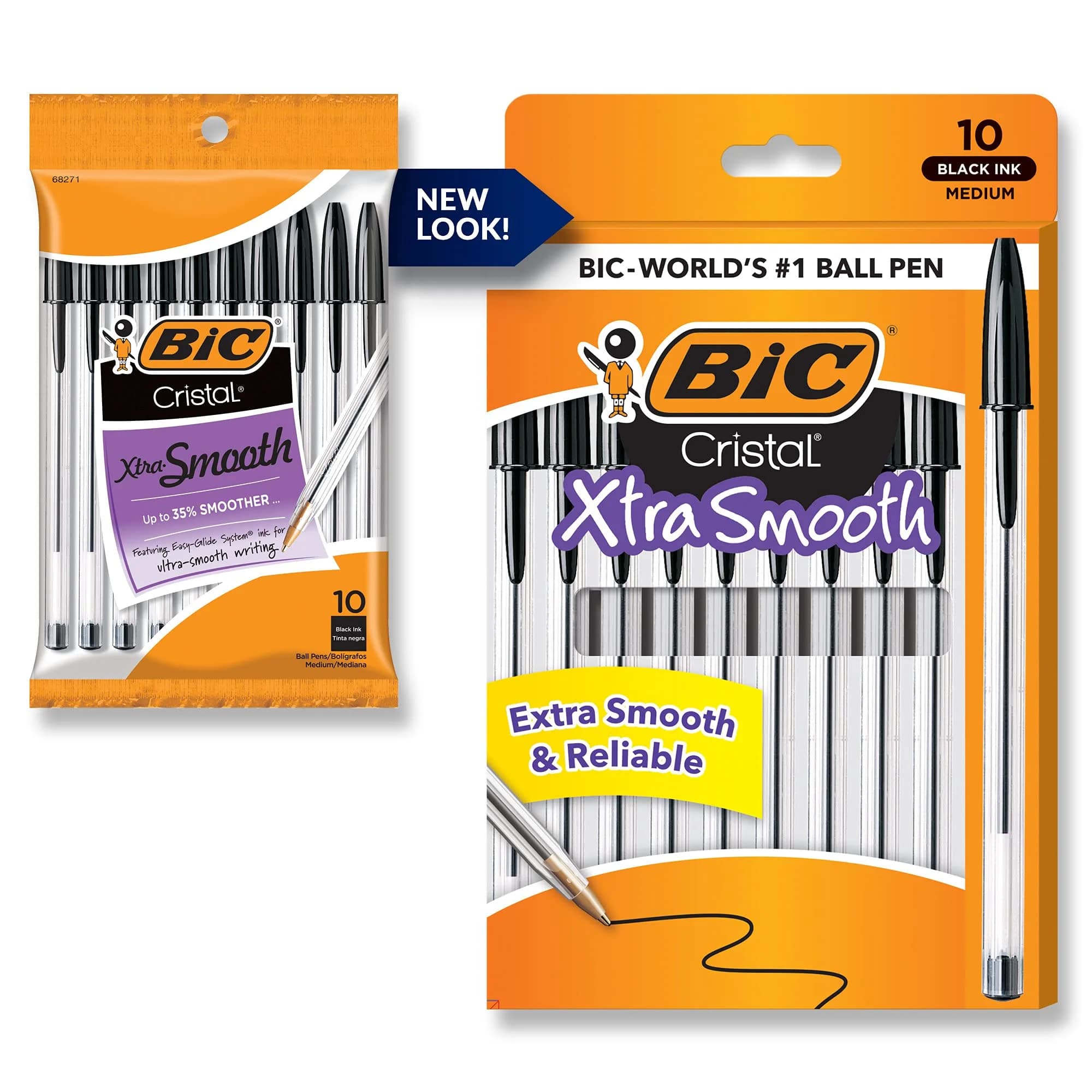 BIC Cristal Xtra Smooth Ballpoint Pen, Medium Point (1.0mm), Black, 10-Count | Smooth Ink Flow for Everyday Writing - main product image