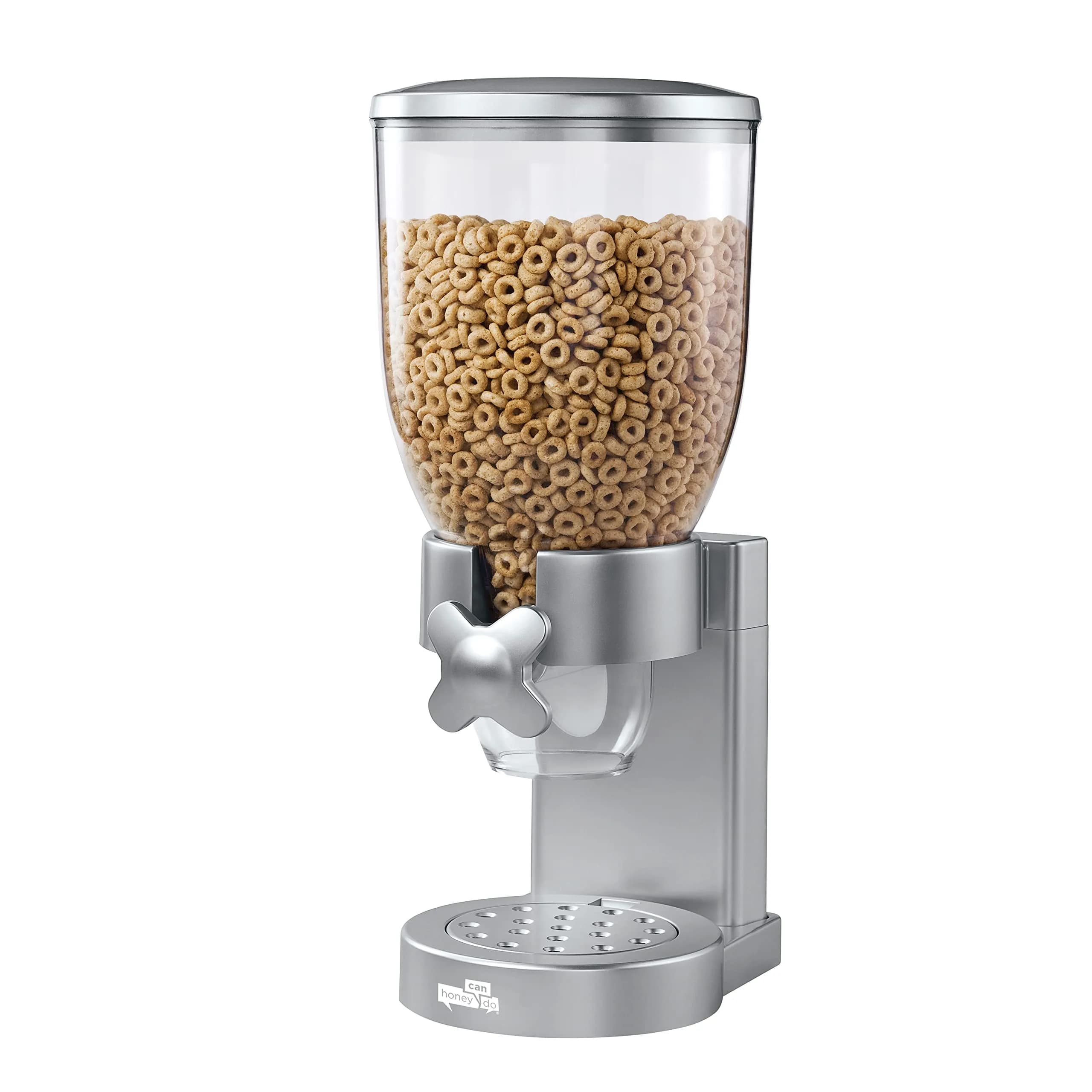 Honey-Can-Do Zevro Indispensable Single Dry Food Dispenser Silver 473ml (17.5 oz) | Portion Control for Cereal & Dry Foods — Zevro /GAT102 Indispensable Dry Food Dispenser, Single Control, Silver