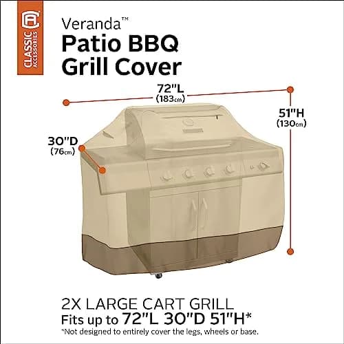 Classic Accessories Veranda Water-Resistant 72" BBQ Grill Cover | Heavy Duty Water-Resistant Fabric thumbnail 3