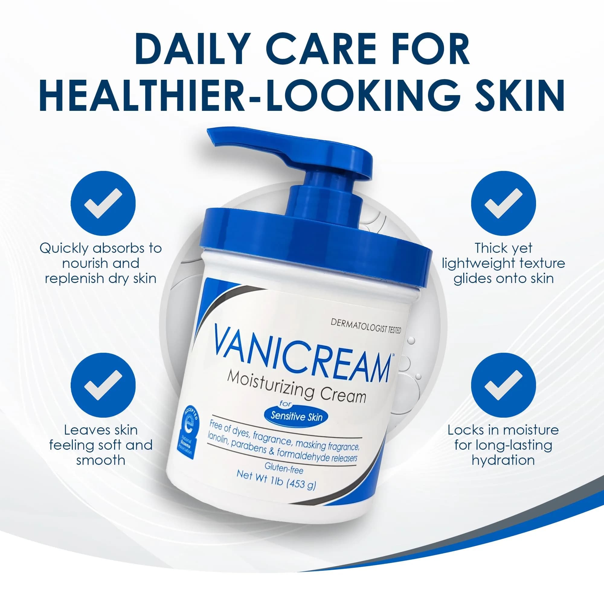 Vanicream Moisturizing Cream with Pump Dispenser 473ml (16 Oz) | Gentle Hydration for Sensitive Skin - view 7