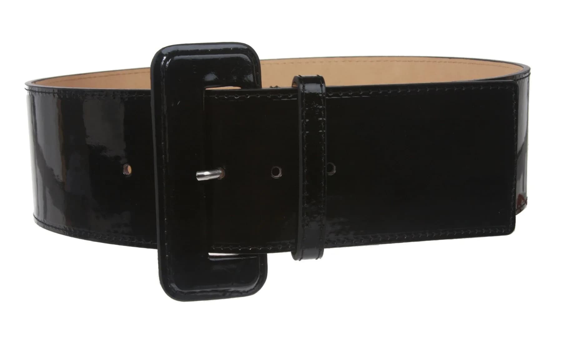Beltiscool Ladies High Waist Wide Patent Leather Belt Black 32" | Bold Fashion Accessory - main product image