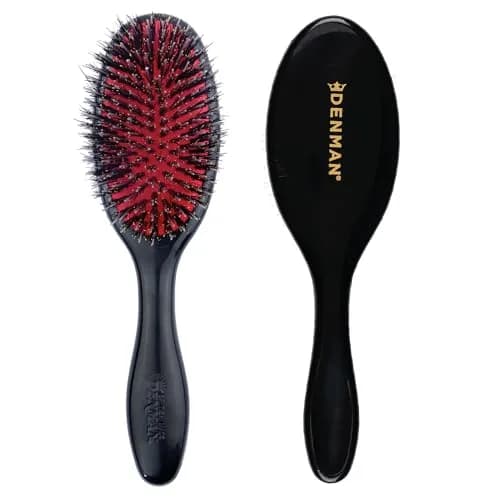 Denman D81S Cushion Hair Brush Small Black with Nylon Boar Bristles | Detangling, Smoothing, Shine thumbnail 1