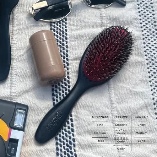 Denman D81S Cushion Hair Brush Small Black with Nylon Boar Bristles | Detangling, Smoothing, Shine thumbnail 9