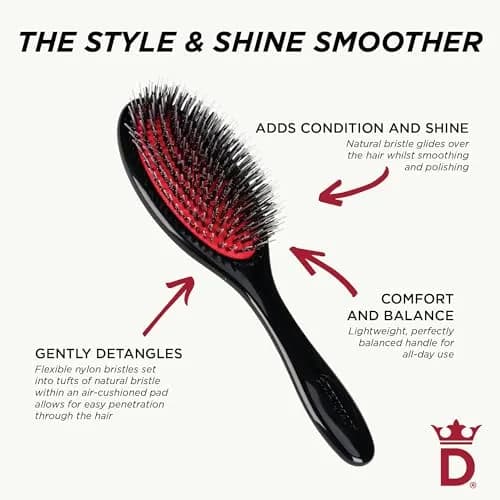 Denman Boar Bristle Hair Brush D81M – Smoothing & Shine Enhancing for Slick Back Styles, Curl Defining & Detangling thumbnail 7