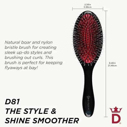 Denman Boar Bristle Hair Brush D81M – Smoothing & Shine Enhancing for Slick Back Styles, Curl Defining & Detangling thumbnail 2
