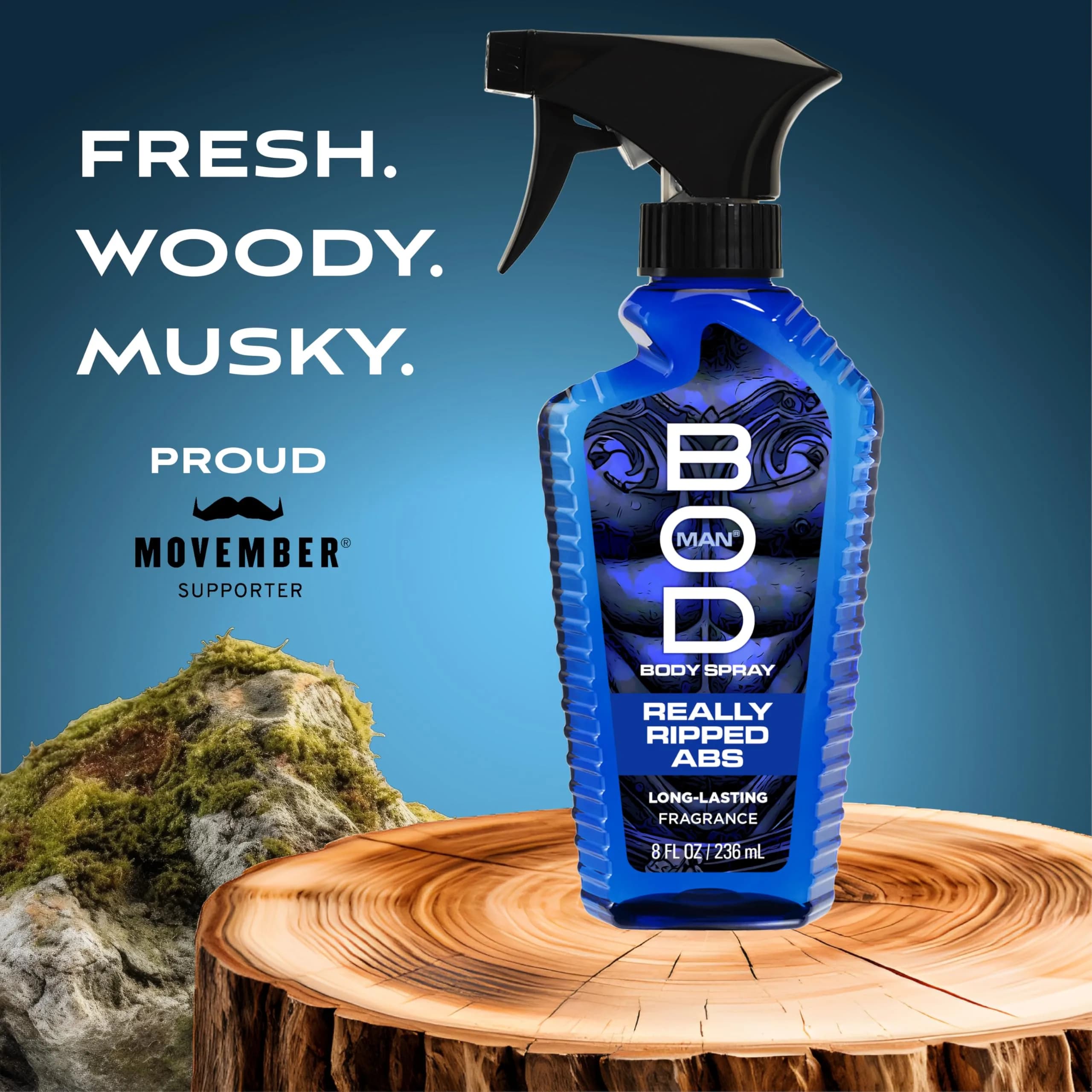 BOD man Really Ripped Abs Fragrance Body Spray 236ml (8 fl oz) | Long-Lasting Musk & Woody Scents - view 3