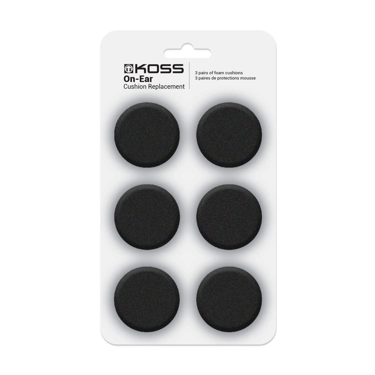 Koss Portable Replacement Foam Ear Cushions for Headphones (6 Pairs, Black) - main product image