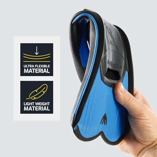 Cressi Light Short Full Foot Pocket Fins, Blue, 31/32 | Agile swim training fins for pool & snorkeling thumbnail 4