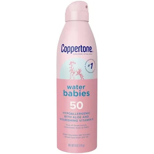 Coppertone WaterBabies Baby Sunscreen Spray SPF 50, 169.8 ml (6 OZ) | Broad Spectrum UVA/UVB Protection thumbnail 1