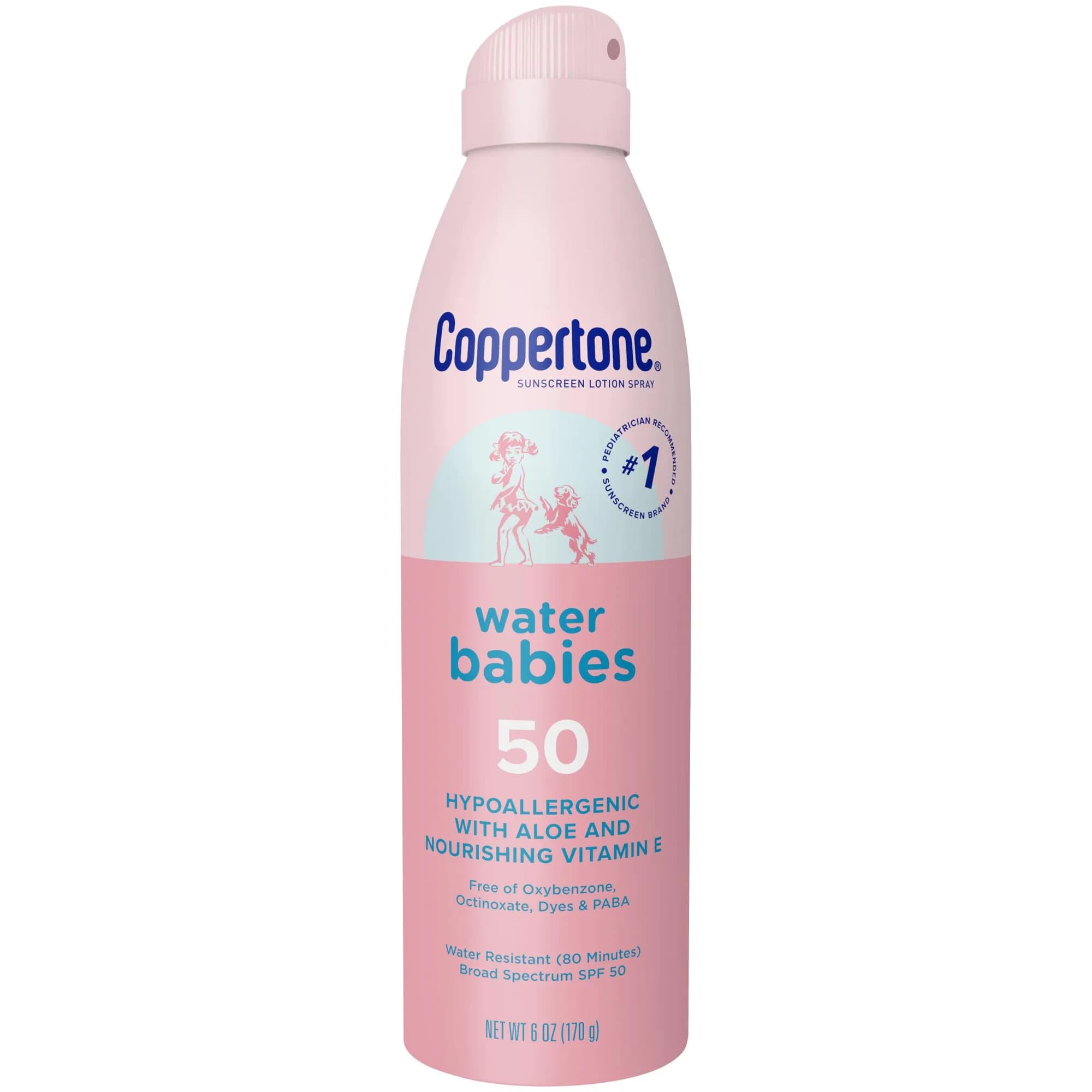 Coppertone WaterBabies Baby Sunscreen Spray SPF 50, 169.8 ml (6 OZ) | Broad Spectrum UVA/UVB Protection - main product image