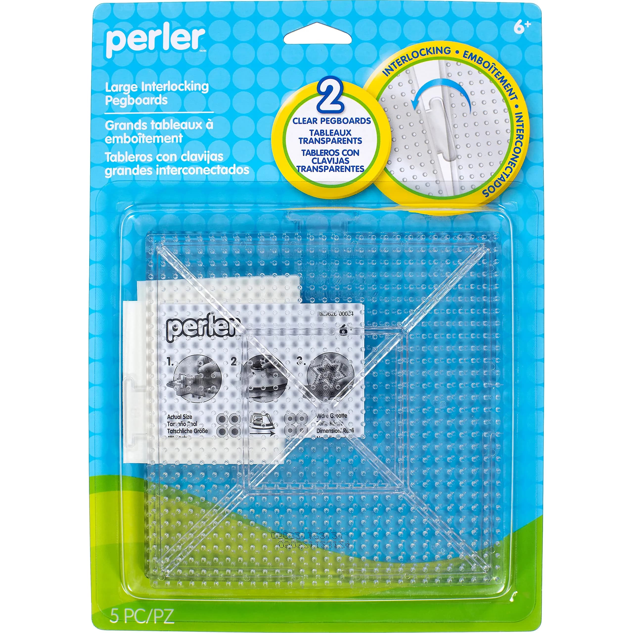 Perler Beads Funfusion Large Clear Interlocking Pegboards | Create Big Designs with Ease - main product image
