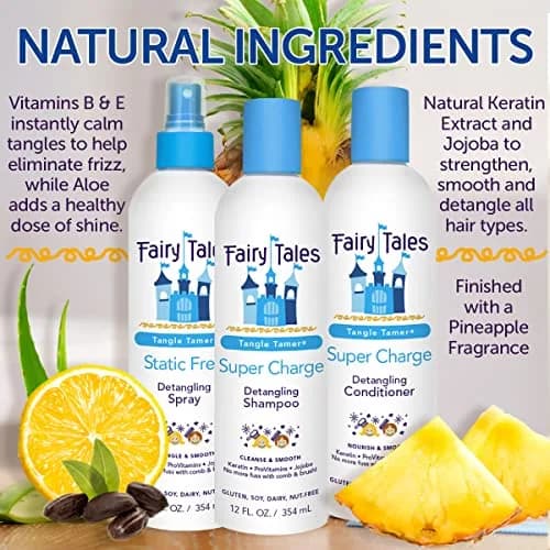 Fairy Tales Tangle Tamer Super Charge - Detangling Conditioner for Kids - Paraben Free, Sulfate Free, Gluten Free, Nut Free - 12 oz | Nourishing, gentle detangler for unruly hair thumbnail 6