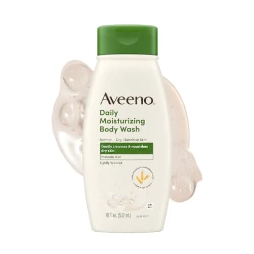 Aveeno Daily Moisturizing Body Wash for Normal to Dry Skin, Sensitive Skin Formula with Prebiotic Oat, 532ml (18 Fl Oz) | Gently Cleanses & Nourishes Dry Skin thumbnail 1