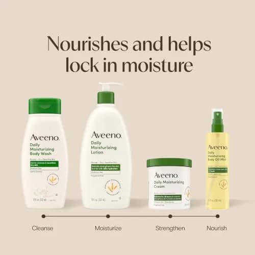 Aveeno Daily Moisturizing Body Wash for Normal to Dry Skin, Sensitive Skin Formula with Prebiotic Oat, 532ml (18 Fl Oz) | Gently Cleanses & Nourishes Dry Skin thumbnail 8