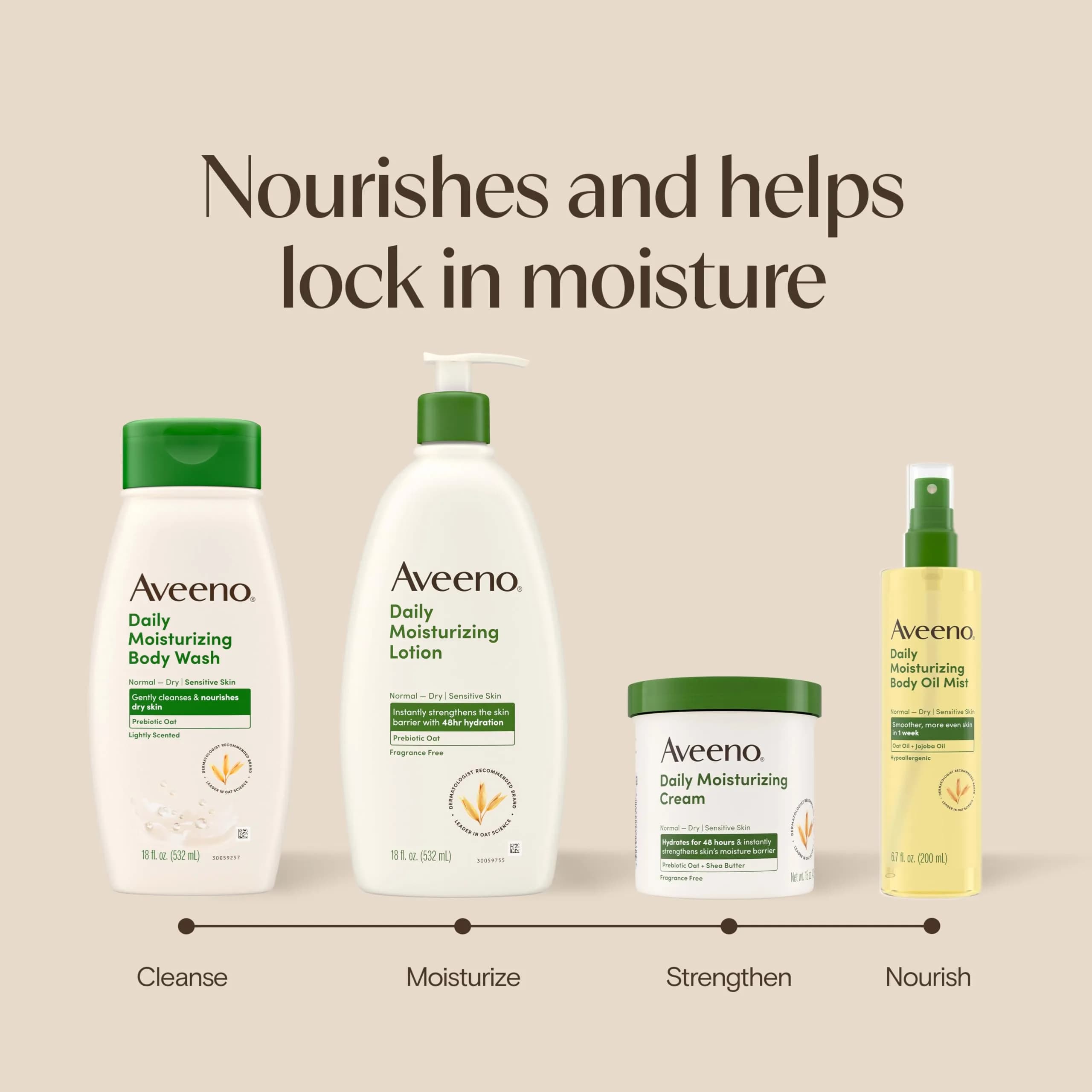 Aveeno Daily Moisturizing Body Wash for Normal to Dry Skin, Sensitive Skin Formula with Prebiotic Oat, 532ml (18 Fl Oz) | Gently Cleanses & Nourishes Dry Skin - view 8