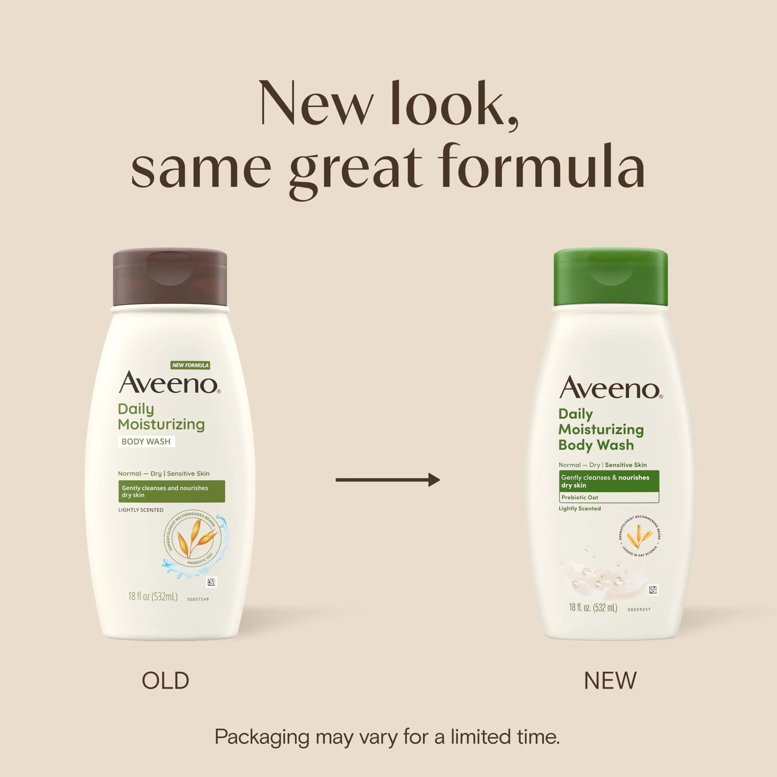 Aveeno Daily Moisturizing Body Wash for Normal to Dry Skin, Sensitive Skin Formula with Prebiotic Oat, 532ml (18 Fl Oz) | Gently Cleanses & Nourishes Dry Skin - view 2