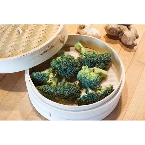Helen's Asian Kitchen 10-Inch Natural Bamboo Food Steamer Basket with Lid | Traditional 2-Tier Steamer for Dumplings, Dim Sum, Veggies, Fish, Meat thumbnail 9