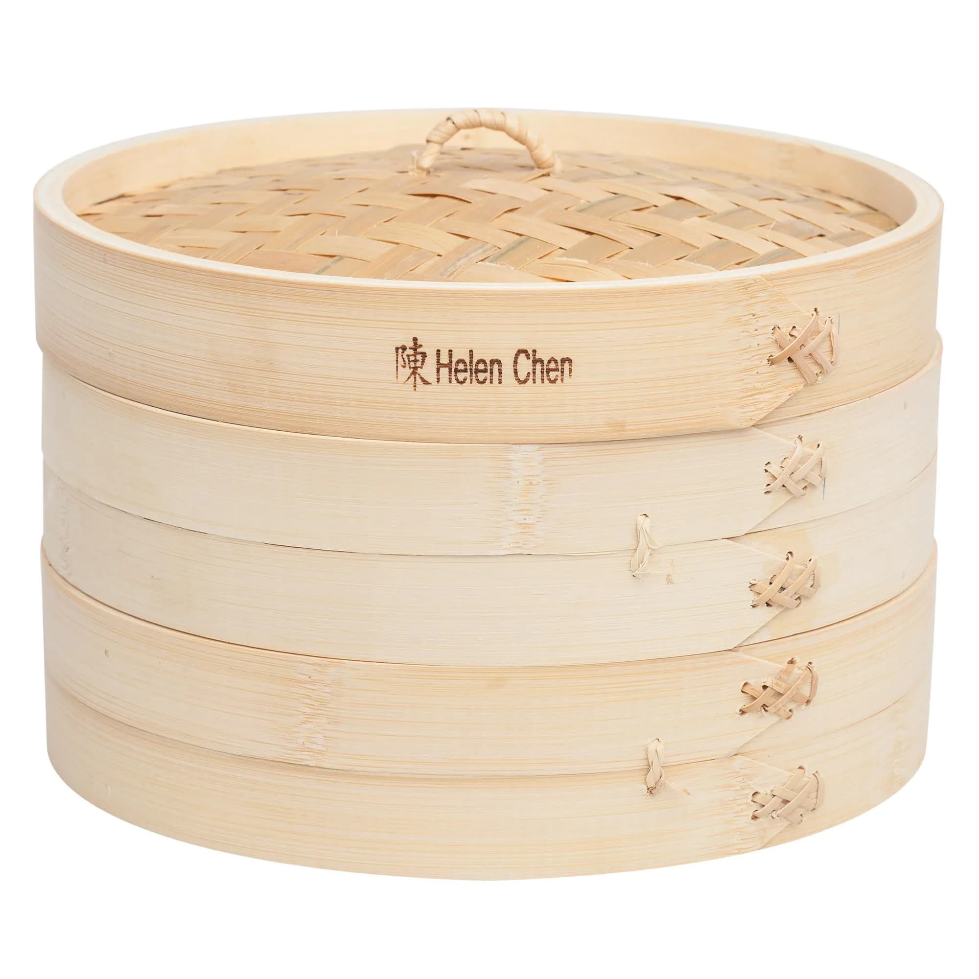 Helen's Asian Kitchen 10-Inch Natural Bamboo Food Steamer Basket with Lid | Traditional 2-Tier Steamer for Dumplings, Dim Sum, Veggies, Fish, Meat - main product image