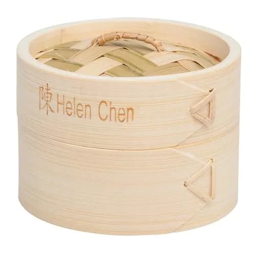 Helen's Asian Kitchen Bamboo Dim Sum Steamer Basket with Lid, 4 Inch (10 cm) 1-Tier | Authentic Asian Cooking thumbnail 1